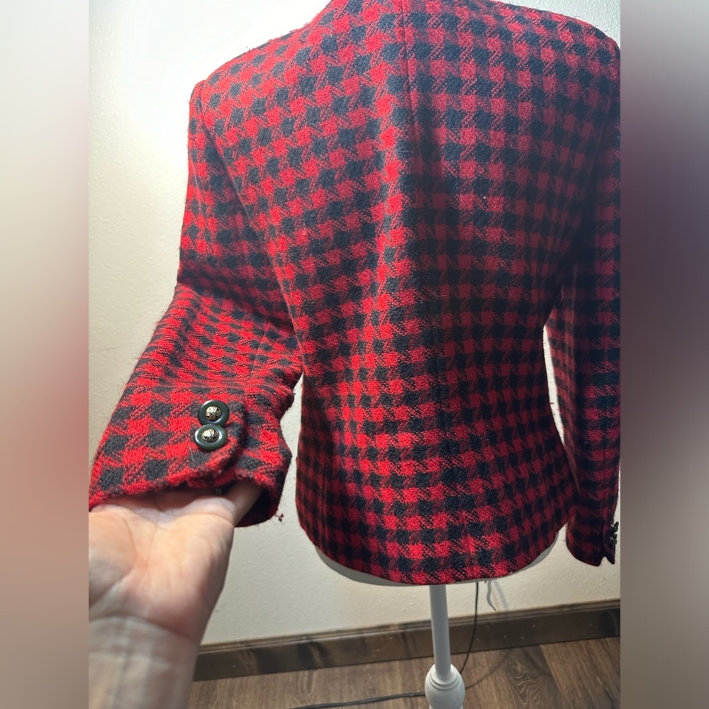 Vintage 90s Amanda smiths petites woman plaid wool blazer size 6p - Picture 4 of 14